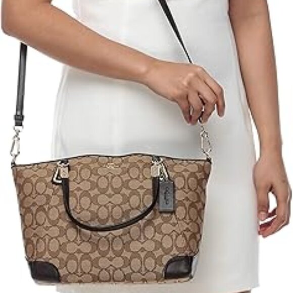 Coach Handbags - NWT! ~ COACH Kelsey in Signature Jacquard-Khaki/Brown/Gold/Leather w/DustBag